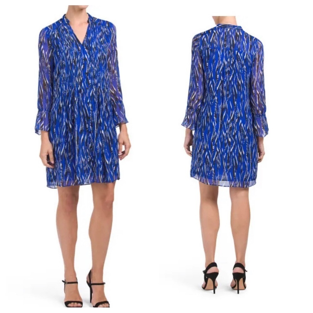 DVF Kourtni Fierce stripe silk chiffon tunic dress Size 10